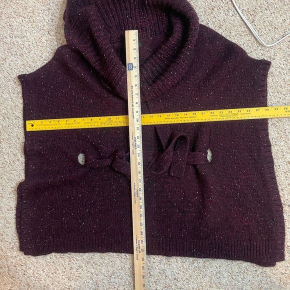 White House Black Market Poncho Sweater Mohair Wool Marled Knit Belted Metallic - Picture 11 of 13